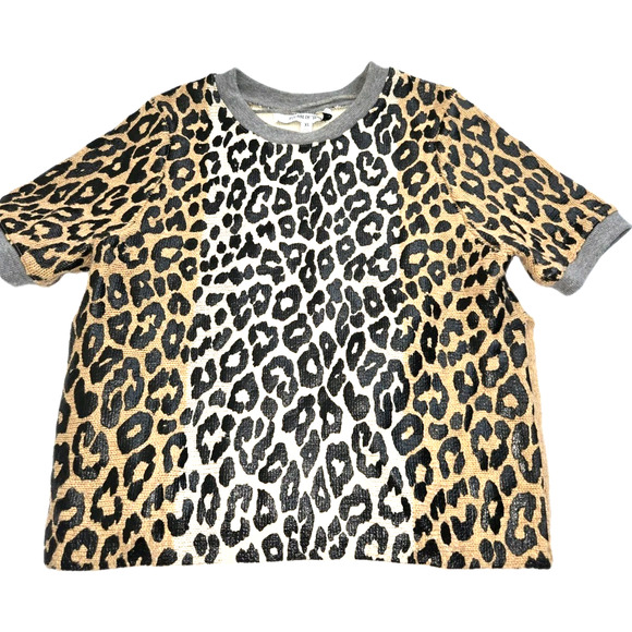 Elizabeth And James Leopard Animal Print Sweater Side Slit EUC CLEAN XS - Picture 1 of 12